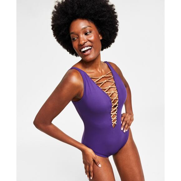 Bleu by Rod Beattie Women's Core-Lace-Down Mio One-Piece Swimsuit Women's 14345 - Picture 2 of 2